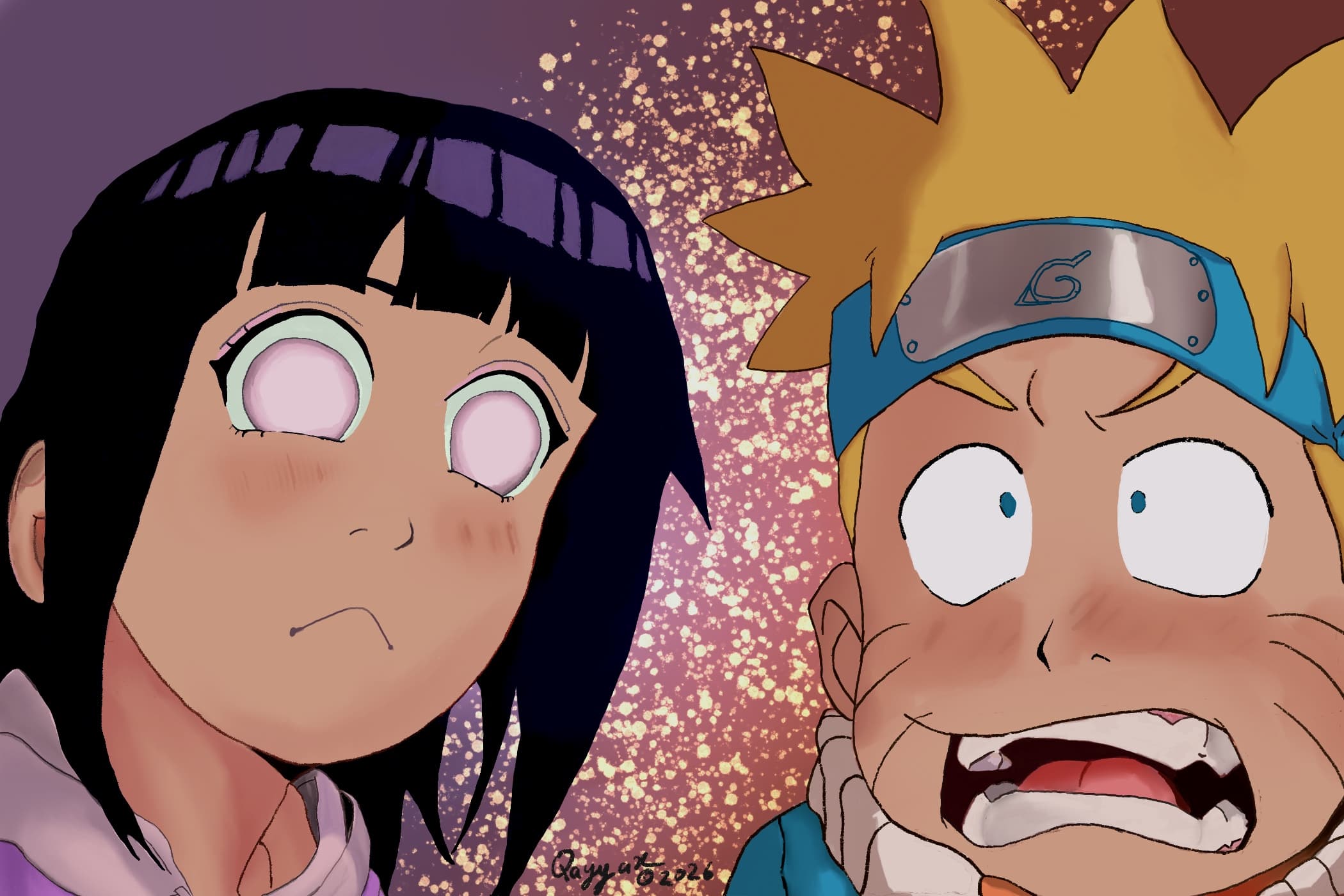 Naruto and Hinata taking a picture