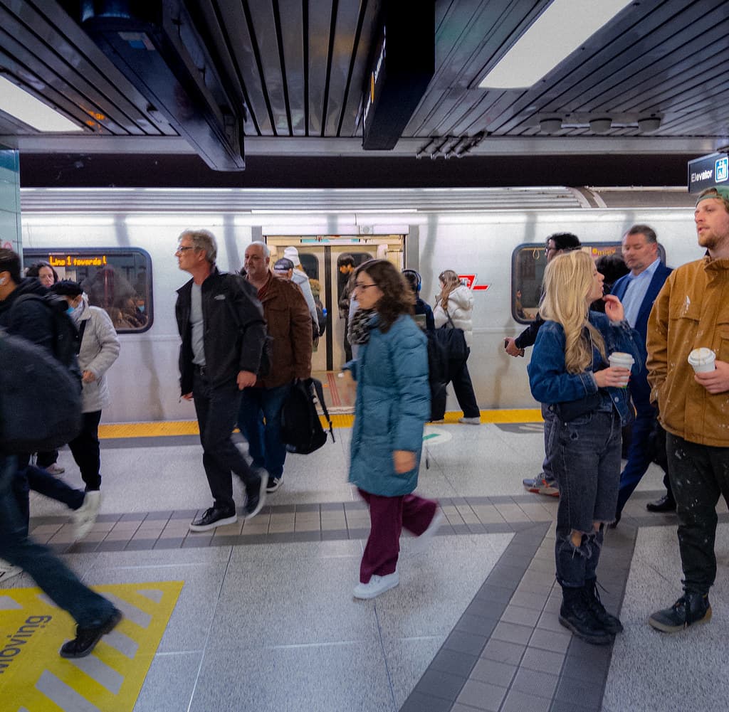 Picture of people taking the subway